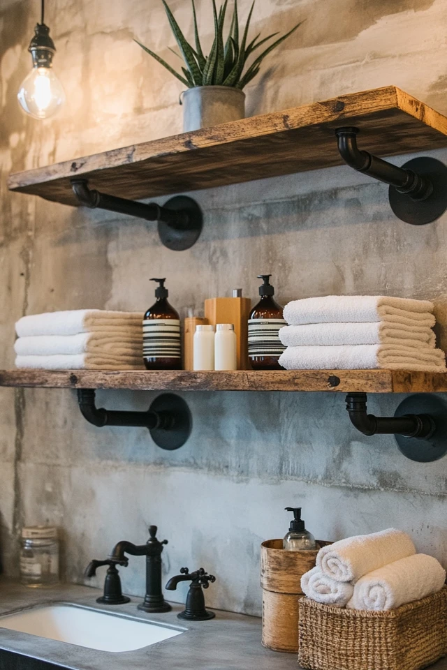 How to Use Open Shelves in Industrial Bathrooms