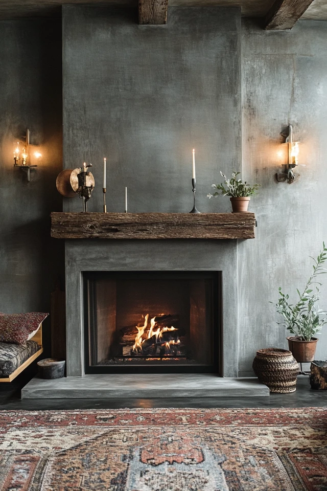 How to Style a Cozy Industrial Fireplace